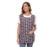 Nanxson Women Cobbler Apron Vest, Sleeveless Print Chef Apron with 2 Pockets Adjustable Side Ties for Cleaning Catering Cooking CF3187