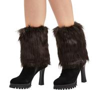 Nanxson Women Leg Warmer with Faux Fur Short Classic Short Sleeves Boot Covers Fluffy Cuff Halloween Boot Sleeves (Coffee)
