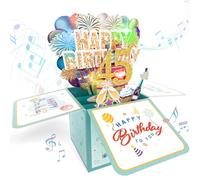 NANXU Happy 45TH Birthday Pop Up Card with Blowable Lights and Music, Funny 3D Foldable Birthday Greeting Cards Gifts for 45 Years Old Mom Dad Wife Husband Friend