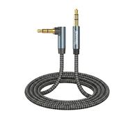 Nanxudyj 90 Degree 3.5mm Stereo Audio Cable 0.5M, Right Angle Aux 3.5mm Male to Male Cable Right Angle AUX Cord Compatible for Headphone,iPhone,Tablets, Speakers, 24K Gold Plated
