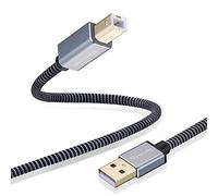 Nanxudyj Printer Cable 2M, USB Printer Nylon Braid Cord 2.0 Type A Male to B Male Cable Scanner Cord High Speed Compatible with HP, Canon, Dell, Epson, Lexmark, Xerox, Samsung and More