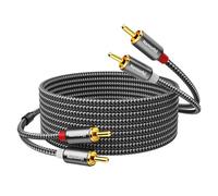Nanxudyj RCA Cable 15ft,2RCA Male to 2RCA Male Audio Stereo Cable Gold Plated Nylon-Braided Dual Shielded Auxiliary Car Audio Subwoofer Adapter Cord for Home Theater Amplifier Hi-Fi System Car Audio