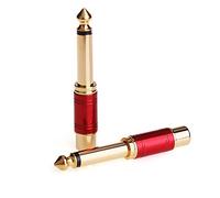 NANYI 6.35mm 1/4 inch Male Mono TS To RCA Female Interconnect Audio Adapter conversion plug, (6.35 M-RCA F-RED-2Pack)