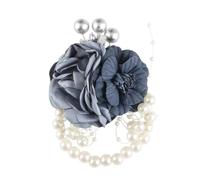 NANZU 1/2/6PCS Pearl Flower Corsage For Wrist Navy And Silver Bride Bridesmaid Wrist Flower Bracelet Artificial Corsage Wedding