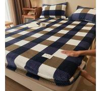 NANZU 140-180 * 200cm Warm Coral Velvet Fitted Sheet Elasticated Thick Velvet Mattress Cover Velvet For Double Bed King Size