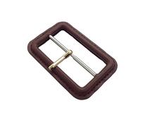 NANZU 25-60mm Nero/Brwon Vera Pelle Fibbia di Ricambio Rivestita in Pelle Fibbia per Cintura in Pelle di Ricambio per La Lavorazione di Triglide Cursore Fibbia