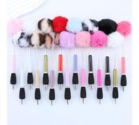 NANZU 6pcs 19cm Holographic Beadable Pens, Black Ink Ballpoint Pens for Beading Crafting, Ideal for Creative Projects and DIY Crafts