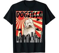 NANZU Funny Retro Japanese Dogzilla Old English Sheepdog T-Shirt Black(X-Large)