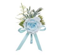 NANZU Light Blue Green Leaf Flower Corsage For Wrist With Pearl Chain Bride Bridesmaid Wrist Flower Bracelet Artificial Corsage Wedding