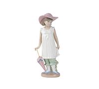 NAO Porcelain Figure April Showers in Gloss and Pastel Tones. Decorative Porcelain Girl Figurine