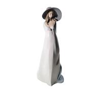 NAO Spring Sun. Decorative Figurine of a Woman in Gloss Porcelain. Ornamental Sculpture Representing a Woman with White Dress and Hat to Celebrate the Freshness of Spring