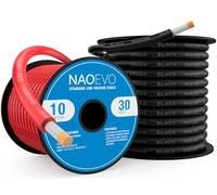 NAOEVO 10 Gauge Marine Wire, 10 AWG Tinned Copper PVC Marine Grade Wire, IP68 Waterproof/Corrosion-Resistant Electrical Cable for Boat, RV, Automotive, Solar, Trolling Motor (30 ft Black + 30 ft Red)