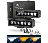 NAOEVO 6in LED Light Bar, 50W 2300LM Lens Spot Lights, LED Fog Lights - LED Offroad Lights for Trucks/Cars/Boat/ATV/UTV, 2 Pcs (White/Amber/White&Amber)