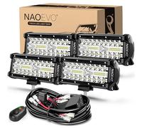 NAOEVO - 7 Inch LED Light Bar, Fog/Driving/Off Road LED Lights, Tractor LED Lights with 4 Wiring Harness Wires, LED Lights, Work Lights for Truck Boat ATV UTV