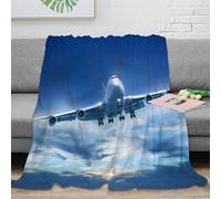 NAOFEKUID 3D Printed Airplane Blanket Microfiber Home Decor Aviation Pattern Throw Blanket for Sofa Bedroom Adults 40x50(100x130cm)