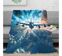 NAOFEKUID 3D Printed Airplane Clouds Blanket Microfiber Home Decor Aviation Throw Blanket for Adults Sofa Bed 40x50(100x130cm)