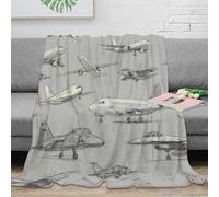 NAOFEKUID 3D Printed Airplane Pattern Microfiber Blanket Soft Home Decor Aviation Throw Blanket for Sofa Bedroom Adults 50x60(127x152cm)