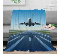 NAOFEKUID 3D Printed Airplane Runway Blanket Microfiber Sofa Decor Aviation Themed Throw Blanket for Adults Teens Warm Cozy 60x80(150x200cm)