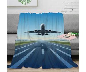 NAOFEKUID 3D Printed Airplane Runway Blanket Microfiber Sofa Decor Aviation Themed Throw Blanket for Adults Teens Warm Cozy 60x80(150x200cm)