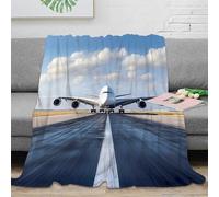 NAOFEKUID 3D Printed Airplane Takeoff Blanket Microfiber Home Decor Plane Pattern Throw Blanket for Sofa Adults Bedroom 60x80(150x200cm)