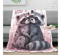 NAOFEKUID 3D Printed Animal Lover Raccoon Blanket Microfiber Home Decor Cute Couple Raccoon Throw Blanket for Sofa Bedroom 80×90(200x230cm)