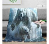 NAOFEKUID 3D Printed Arctic Animal Blanket Microfiber Sofa Decor Polar Bear Throw Blanket for Adults Bedroom Gift 40x50(100x130cm)