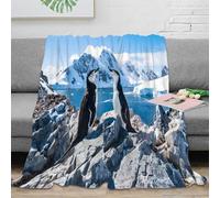 NAOFEKUID 3D Printed Arctic Penguin Blanket Soft Microfiber Home Decor Penguin Throw Blanket for Adults Sofa Bedroom Warm 40x50(100x130cm)