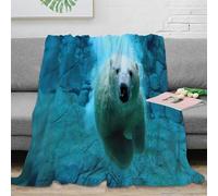 NAOFEKUID 3D Printed Arctic Polar Bear Blanket Microfiber Home Decor Ocean Animal Throw Blanket for Sofa Bed Adults Teens Soft 40x50(100x130cm)