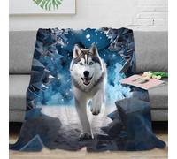 NAOFEKUID 3D Printed Arctic Wolf Blanket Microfiber Soft Sofa Home Decor Animal Throw Blanket for Adults Kids Gift 50x60(127x152cm)