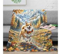 NAOFEKUID 3D Printed Autumn Corgi Dog Blanket Microfiber Cozy Home Decor Cute Pet Pattern Throw Blanket for Sofa Bedroom 40x50(100x130cm)