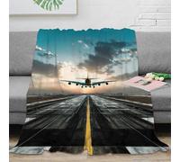 NAOFEKUID 3D Printed Aviation Blanket Microfiber Sofa Decor Airplane Runway Throw Blanket Soft Warm for Adults Teens 40x50(100x130cm)