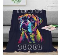 NAOFEKUID 3D Printed Boxer Dog Blanket Microfiber Home Decor Colorful Pet Throw Blanket for Adults Sofa Bedroom 50x60(127x152cm)