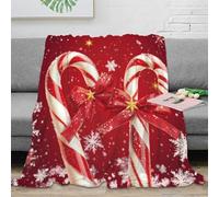 NAOFEKUID 3D Printed Candy Cane Blanket Microfiber Throw for Adults Christmas Snowflake Decor Soft Warm Home Sofa Bed 40x50(100x130cm)
