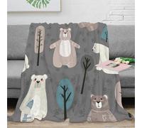 NAOFEKUID 3D Printed Cartoon Bear Blanket Microfiber Sofa Bed Decor 3D Printing Bear Throw Blanket Soft Warm for Adults Teens 60x80(150x200cm)