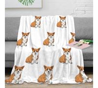 NAOFEKUID 3D Printed Cartoon Corgi Blanket Microfiber Cozy Home Decor Dog Throw Blanket for Adults Sofa Bedroom 40x50(100x130cm)