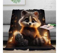 NAOFEKUID 3D Printed Cartoon Raccoon Blanket Microfiber Sofa Decor Cute Raccoon Throw Blanket Soft Warm for Adults Teens 40x50(100x130cm)