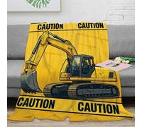 NAOFEKUID 3D Printed Caution Excavator Blanket Microfiber Home Decor Warning Line Throw Blanket for Adults Sofa Bed 80×90(200x230cm)