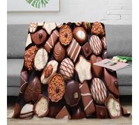 NAOFEKUID 3D Printed Chocolate Sweets Blanket Microfiber Soft Cozy Home Decor Chocolate Throw Blanket for Sofa Bedroom 40x50(100x130cm)