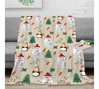 NAOFEKUID 3D Printed Christmas Penguin Blanket Microfiber Soft Throw Blanket for Sofa Bed Home Decor Warm 40x50(100x130cm)