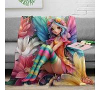 NAOFEKUID 3D Printed Colorful Floral Fairy Blanket Microfiber Home Decor Rainbow Floral Fairy Throw Blanket Soft Warm for Sofa Bedroom 40x50(100x130cm)