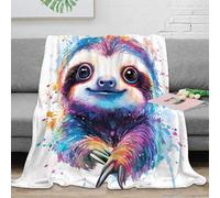 NAOFEKUID 3D Printed Colourful Sloth Blanket Microfiber Home Decor Cute Animal Throw Blanket Warm Soft for Sofa Bedroom 40x50(100x130cm)