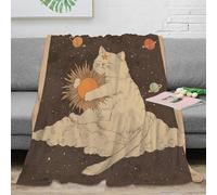 NAOFEKUID 3D Printed Cosmic Cat Blanket Microfiber Home Decor Planet Throw Blanket Sofa Bedroom Gift Adult Teen 40x50(100x130cm)