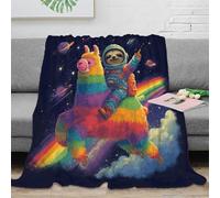 NAOFEKUID 3D Printed Cosmic Cat Llama Blanket Microfiber Home Decor Astronaut Rainbow Throw Blanket for Sofa Bedroom 80×90(200x230cm)