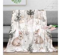 NAOFEKUID 3D Printed Cute Bunny Blanket Microfiber Home Decor Forest Animal Throw Blanket Cozy for Sofa Bedroom Adults 40x50(100x130cm)