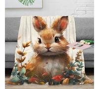 NAOFEKUID 3D Printed Cute Bunny Blanket Microfiber Home Decor Rabbit Throw Blanket for Sofa Bedroom Dorm Adults Teens Gift 40x50(100x130cm)