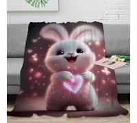 NAOFEKUID 3D Printed Cute Bunny Blanket Microfiber Soft Home Decor Smiling Animal Pattern Throw Blanket for Sofa Bed 60x80(150x200cm)