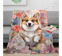 NAOFEKUID 3D Printed Cute Corgi Blanket Microfiber Home Decor Dog Pattern Throw Blanket Sofa Bed for Adults Teens 40x50(100x130cm)