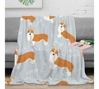 NAOFEKUID 3D Printed Cute Corgi Blanket Microfiber Throw for Sofa Bed Adult Dog Decor Soft Warm Travel 60x80(150x200cm)