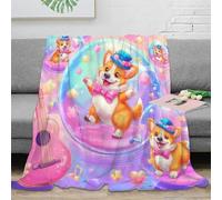NAOFEKUID 3D Printed Cute Corgi Dog Blanket Microfiber Home Decor Animal Pattern Sofa Throw Blanket Gift 40x50(100x130cm)