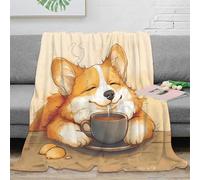 NAOFEKUID 3D Printed Cute Corgi Dog Blanket Microfiber Home Decor Corgi Throw Blanket Soft Warm for Sofa Adults 40x50(100x130cm)
